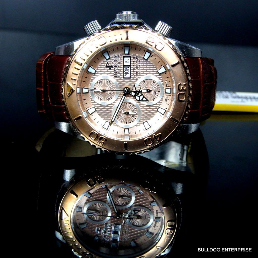 Invicta Reserve Pro Diver Swiss Made Automatic Sellita SW500 Brown Leather New