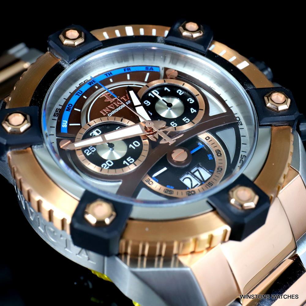Invicta Reserve Grand Octane 63mm Rose Gold Two Tone Steel Swiss Mvt Watch New