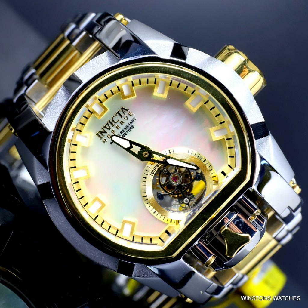 Invicta Reserve Magnum Bolt Zeus Tourbillon MOP 2 Tone Steel 52mm Watch New