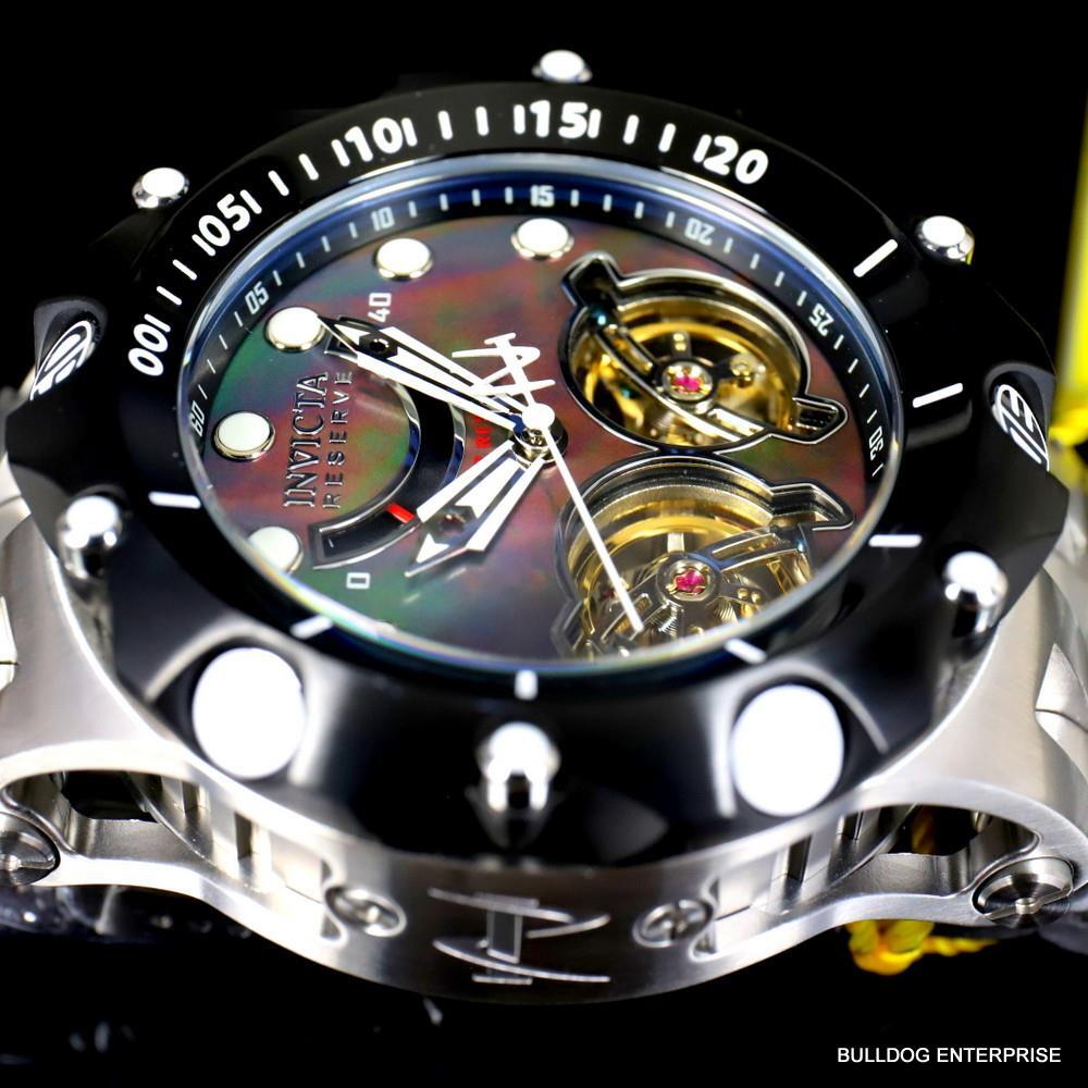 Invicta Reserve Venom Hybrid Double Open Heart Automatic Black MOP Watch New