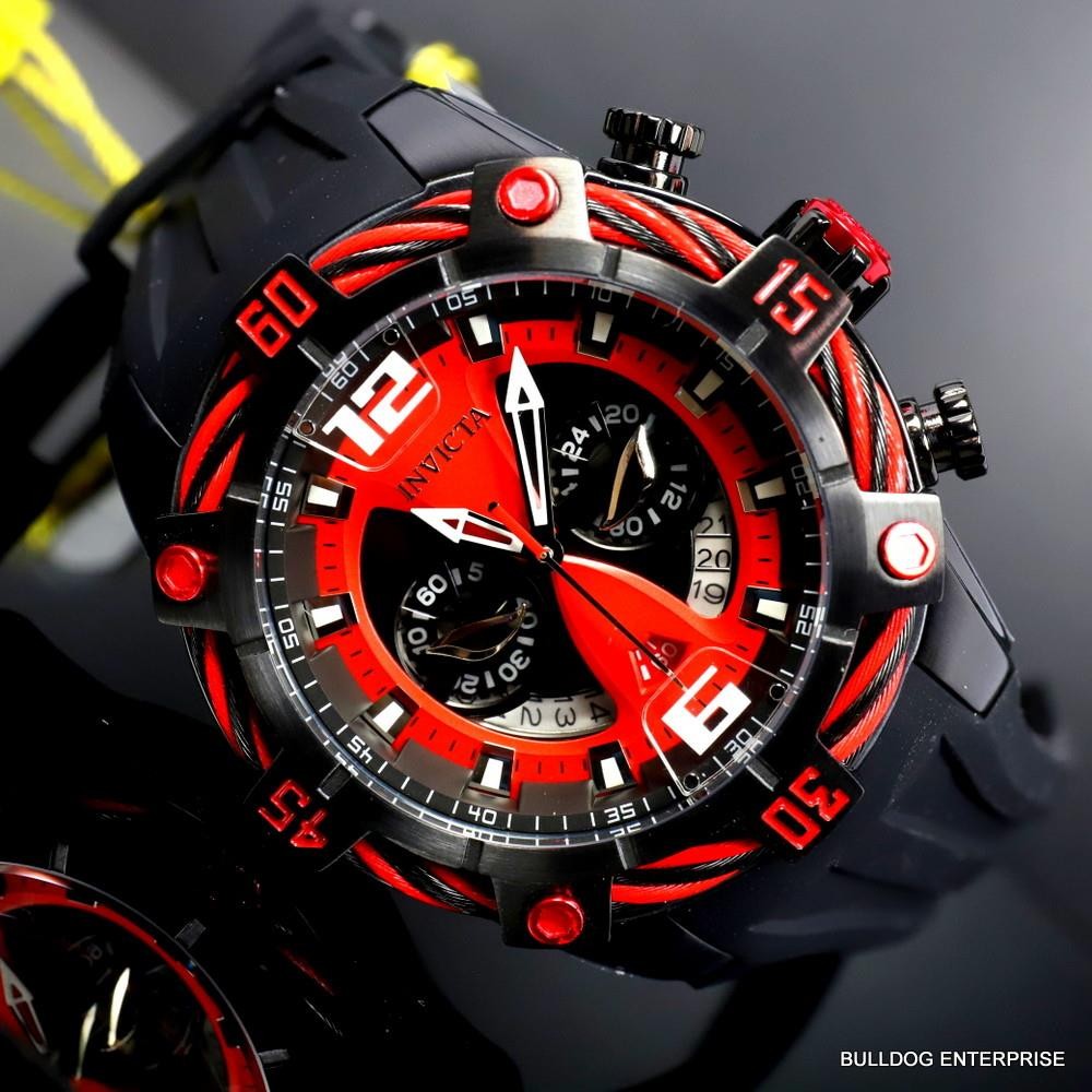 Invicta Bolt Marvel Deadpool Chronograph Red Black Rubber Limited 52mm Watch New