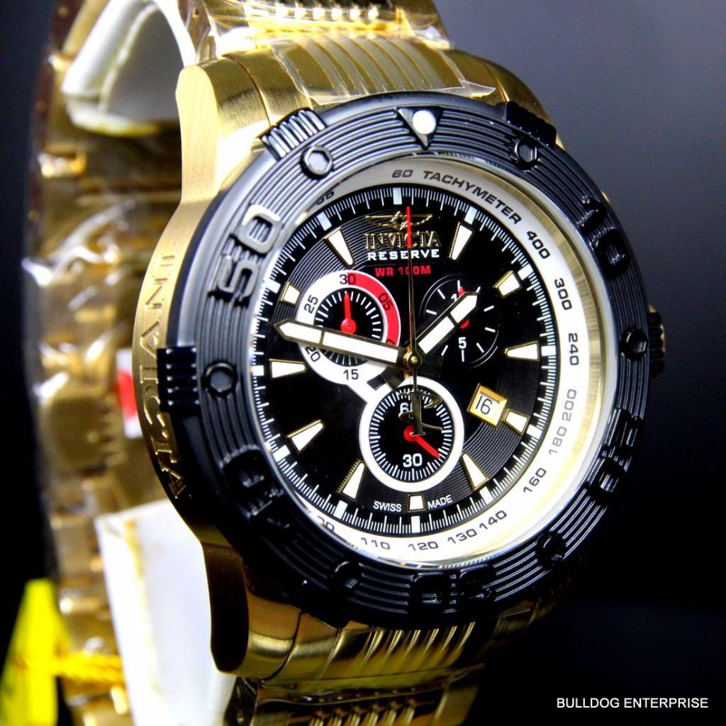 Invicta Reserve Ocean Speedway Gen II Swiss Gold Plated Steel Black Watch New