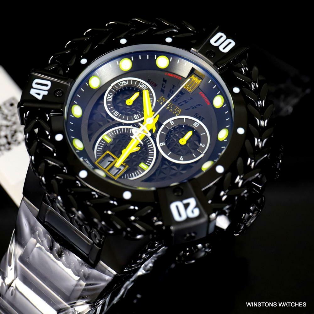 Invicta JT Hercules Bolt Reserve Black Steel Swiss Chronograph 56mm Watch New