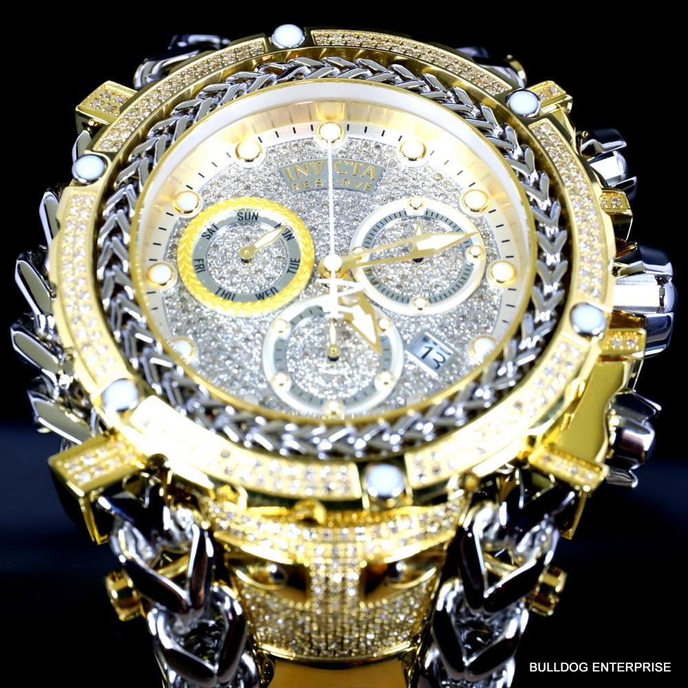 Invicta Reserve Gladiator 2.92CTW Diamond 2 Tone Gold Plate Swiss 61mm Watch New