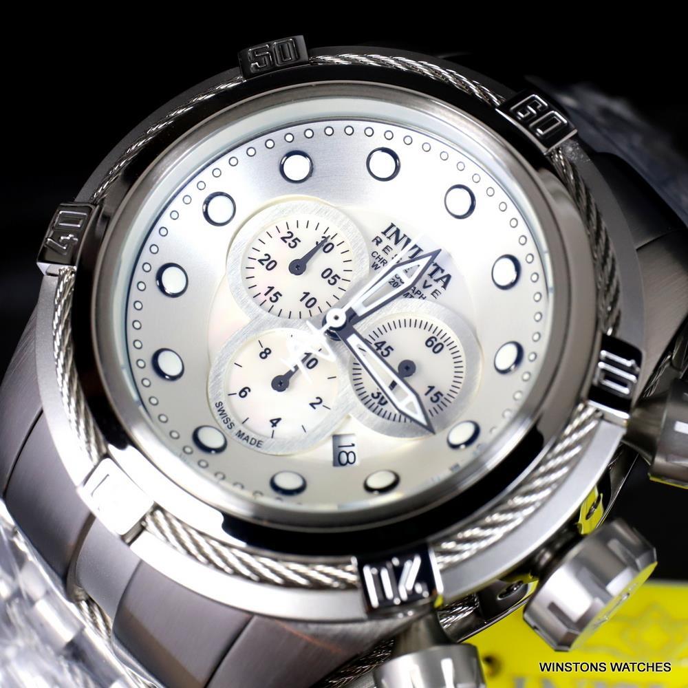 Invicta Reserve Bolt Zeus Swiss Made 52mm Stainless Steel White MOP Watch New