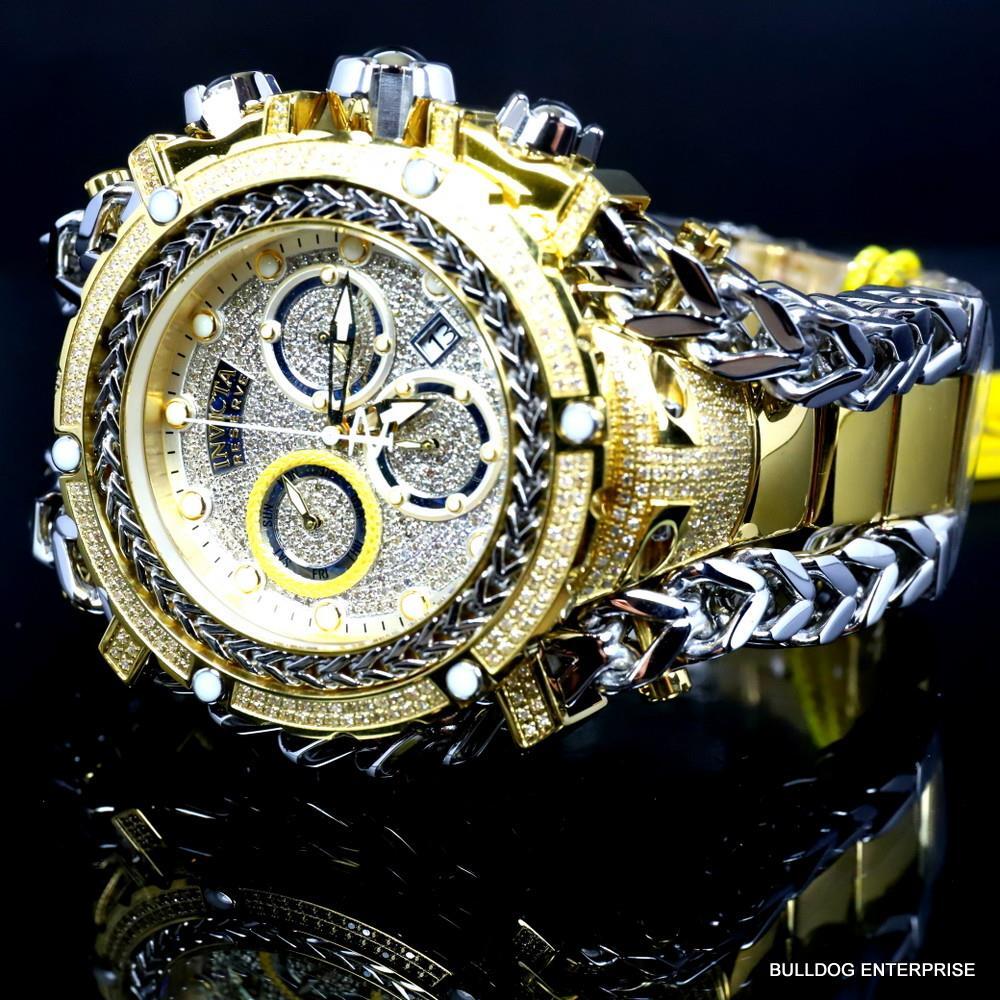 Invicta Reserve Gladiator 2.92CTW Diamond 2 Tone Gold Plate Swiss 61mm Watch New