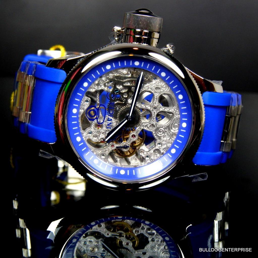 Invicta Russian Diver Skeleton Exhibition Blue 52mm Mechanical Rubber Watch New