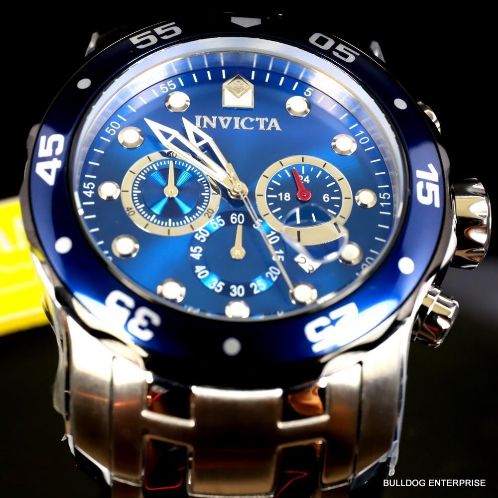 Invicta Pro Diver Scuba Chronograph 48mm Stainless Steel Bracelet Blue Watch New