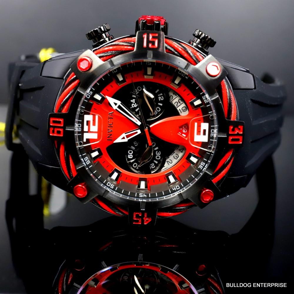 Invicta Bolt Marvel Deadpool Chronograph Red Black Rubber Limited 52mm Watch New