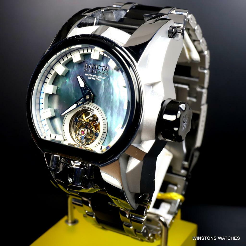 Invicta Reserve Magnum Bolt Zeus Tourbillon Black MOP Steel 52mm Watch New