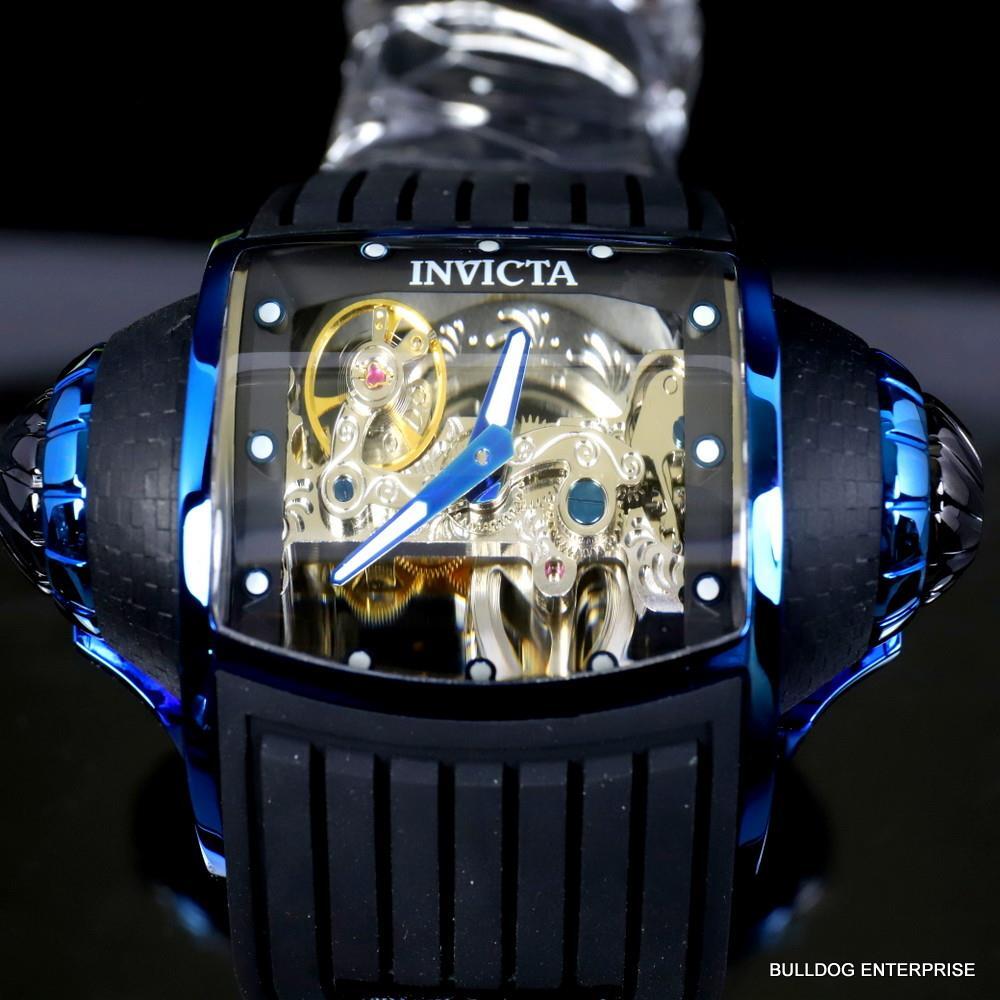 Invicta Vintage Ghost Bridge Automatic Skeletonized Blue Clear 68mm Watch New