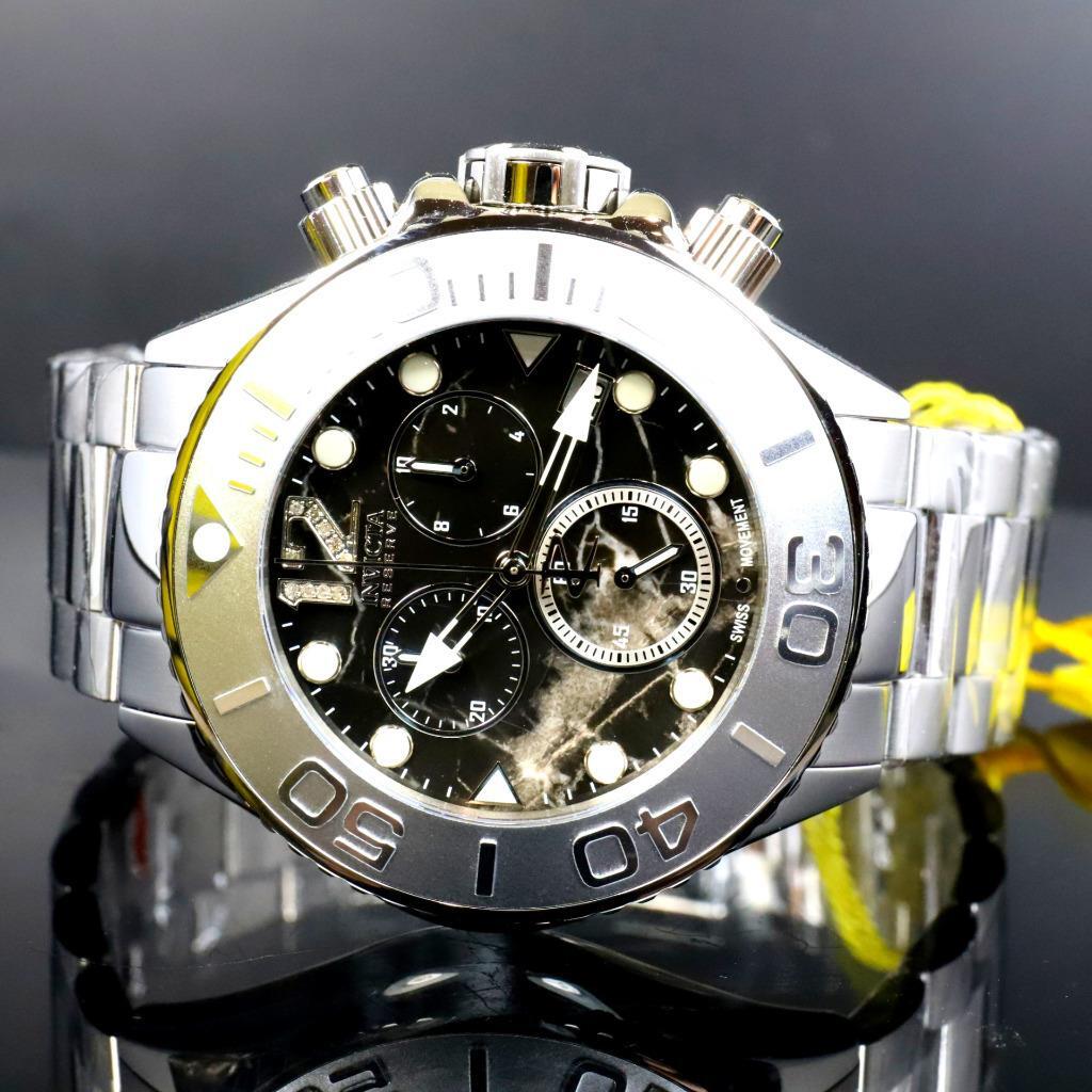 Invicta Masterpiece Reserve Grand Diver Black Marble Diamond Swiss ETA Watch