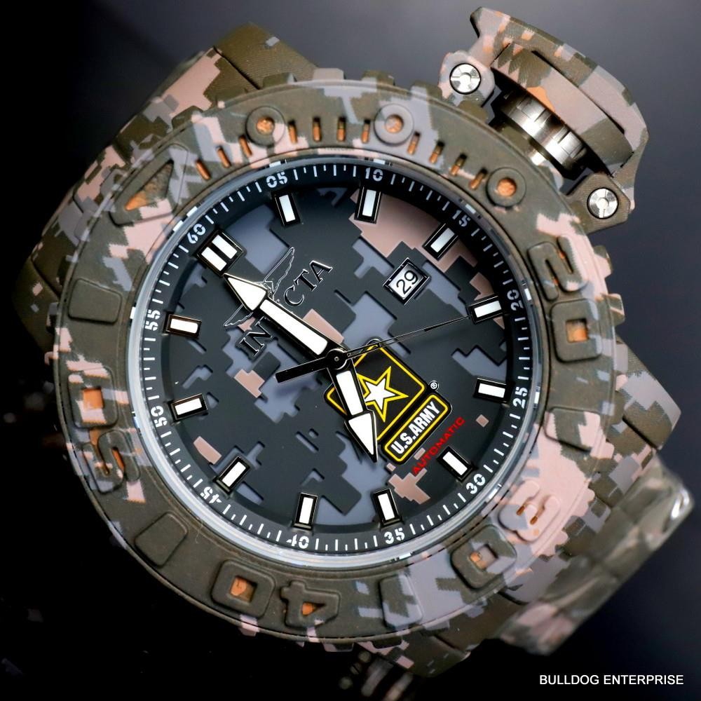 Invicta Sea Hunter Army Hydroplated Camouflage Steel 58mm Automatic Watch New