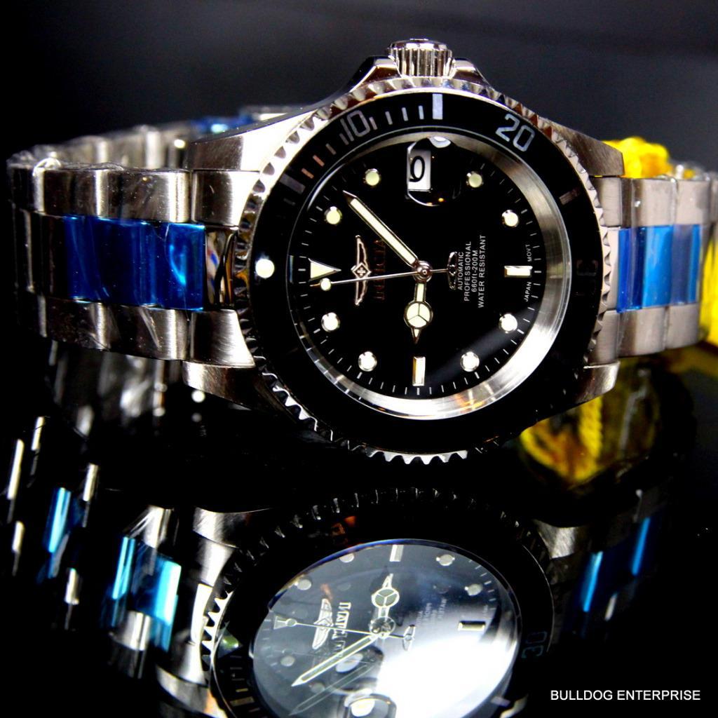 Invicta Pro Diver Steel Silver Tone Black NH35A Automatic Watch Coin Bezel New