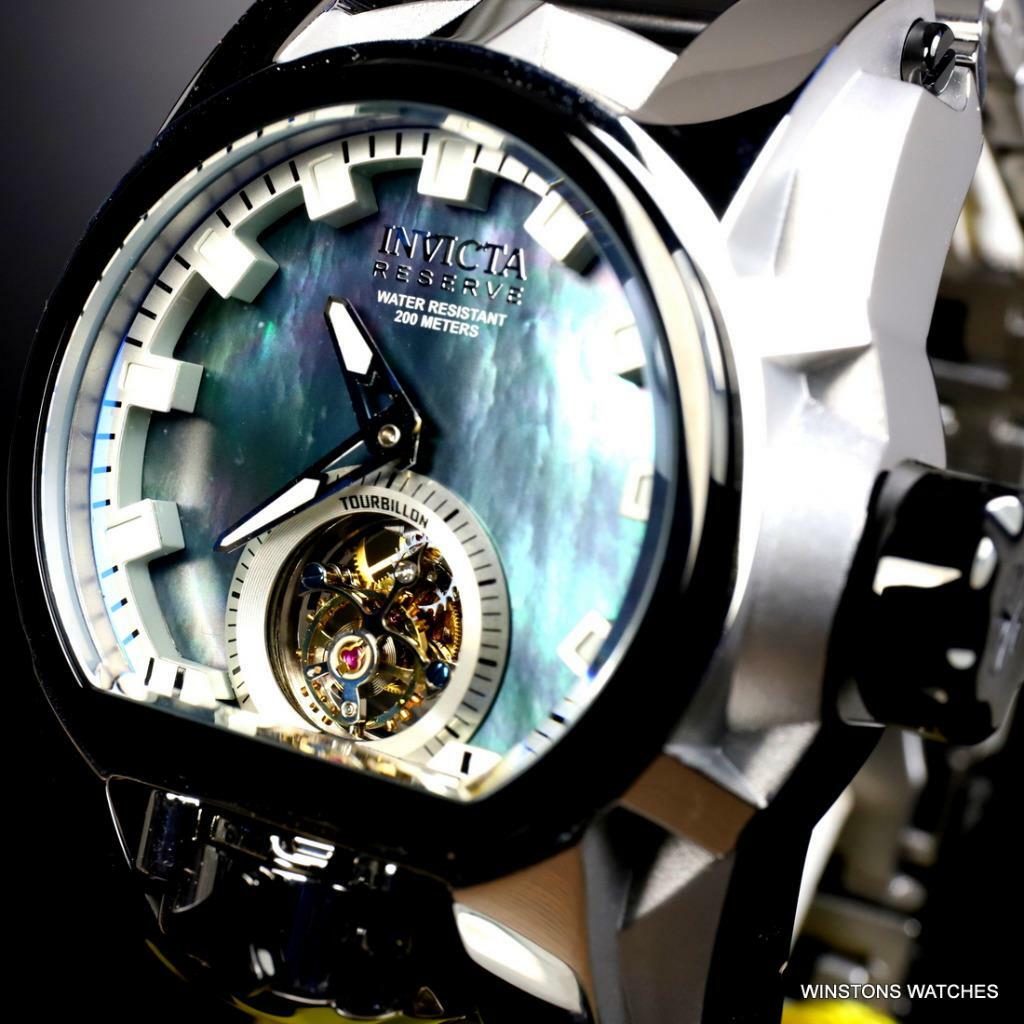 Invicta Reserve Magnum Bolt Zeus Tourbillon Black MOP Steel 52mm Watch New