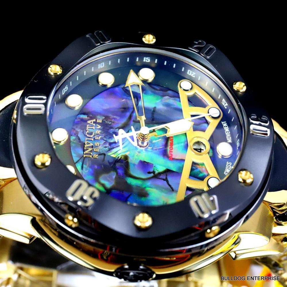 Invicta Reserve Kraken Swiss R150 Automatic Abalone Gold Plated Watch 52mm New