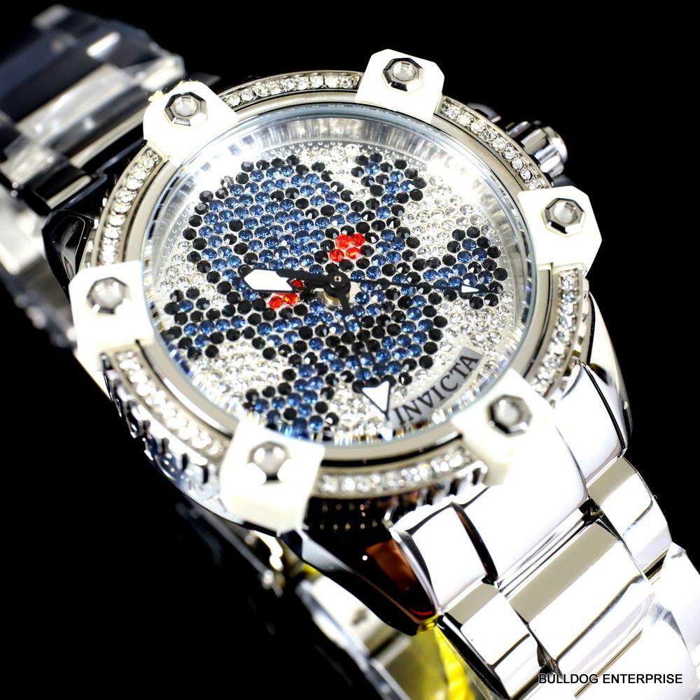 Womens Invicta Octane Skull Sparkling Crystal Stainless Steel 38mm Watch New