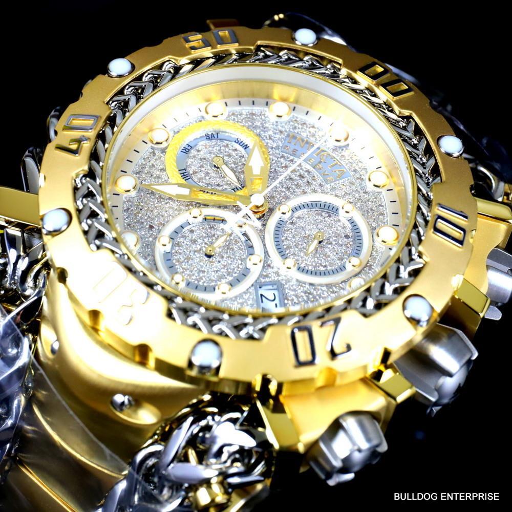 Invicta Reserve Gladiator 1.17CTW Diamond Gold Plated Steel Swiss 61mm Watch New