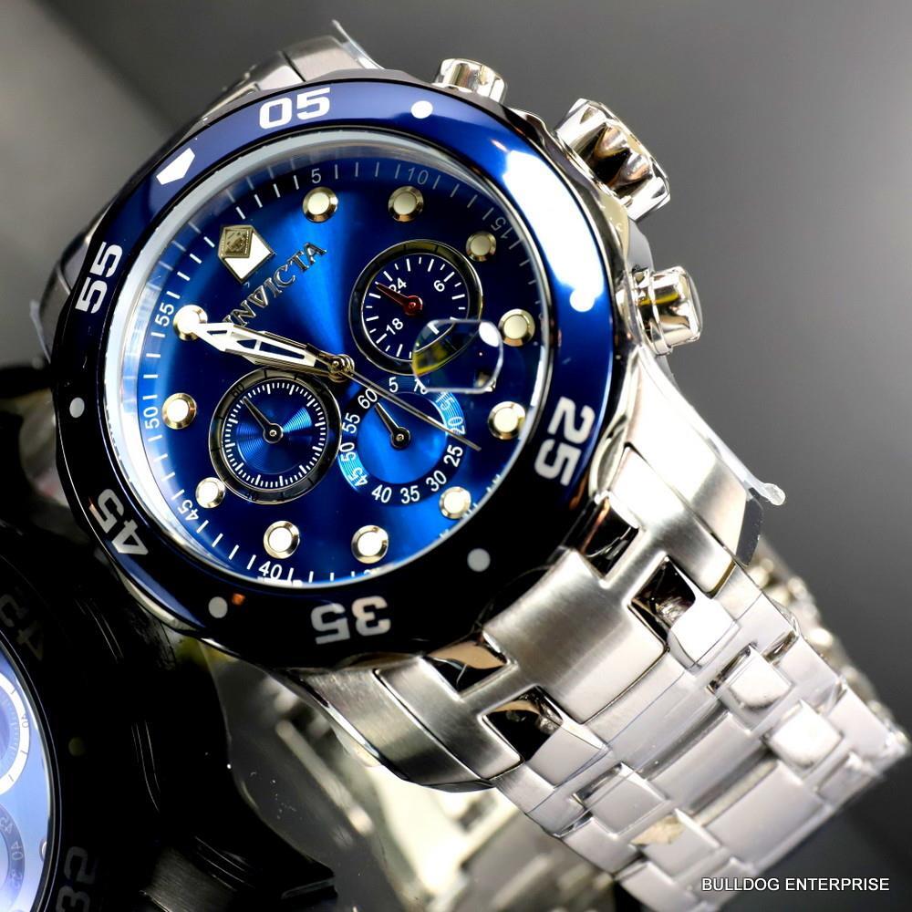 Invicta Pro Diver Scuba Chronograph 48mm Stainless Steel Bracelet Blue Watch New