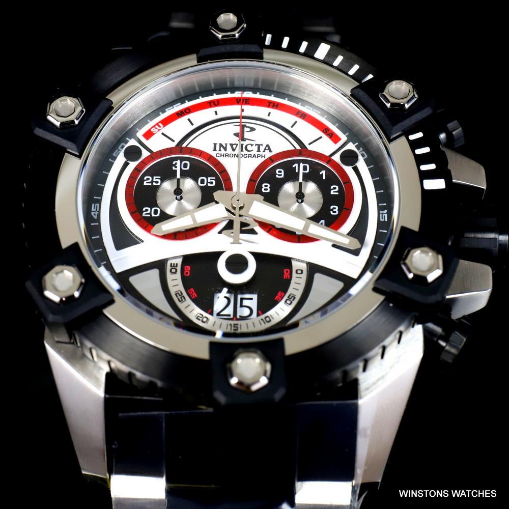 Invicta Reserve Grand Octane 63mm Steel Swiss Mvt Chronograph Black Watch New