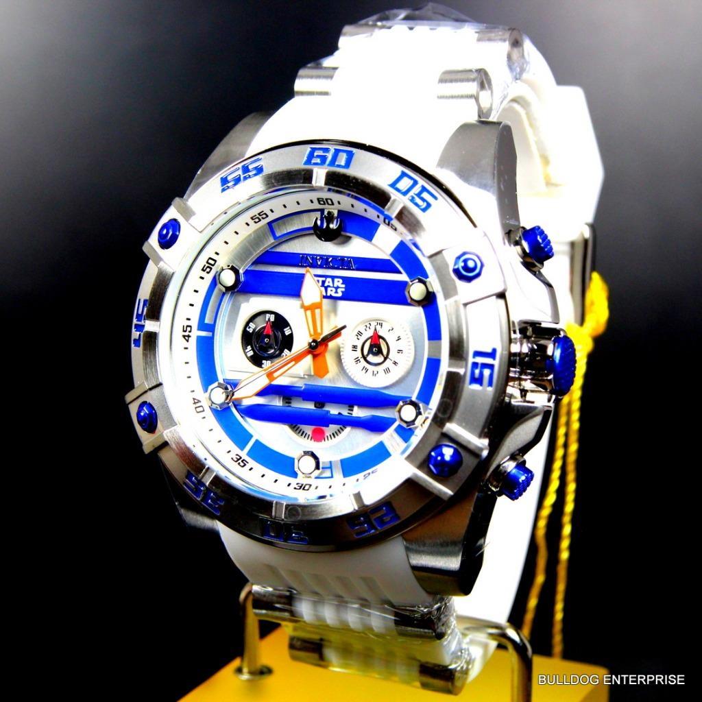 Invicta R2D2 Star Wars Chronograph Limited Edition White 52mm Silicone Watch New