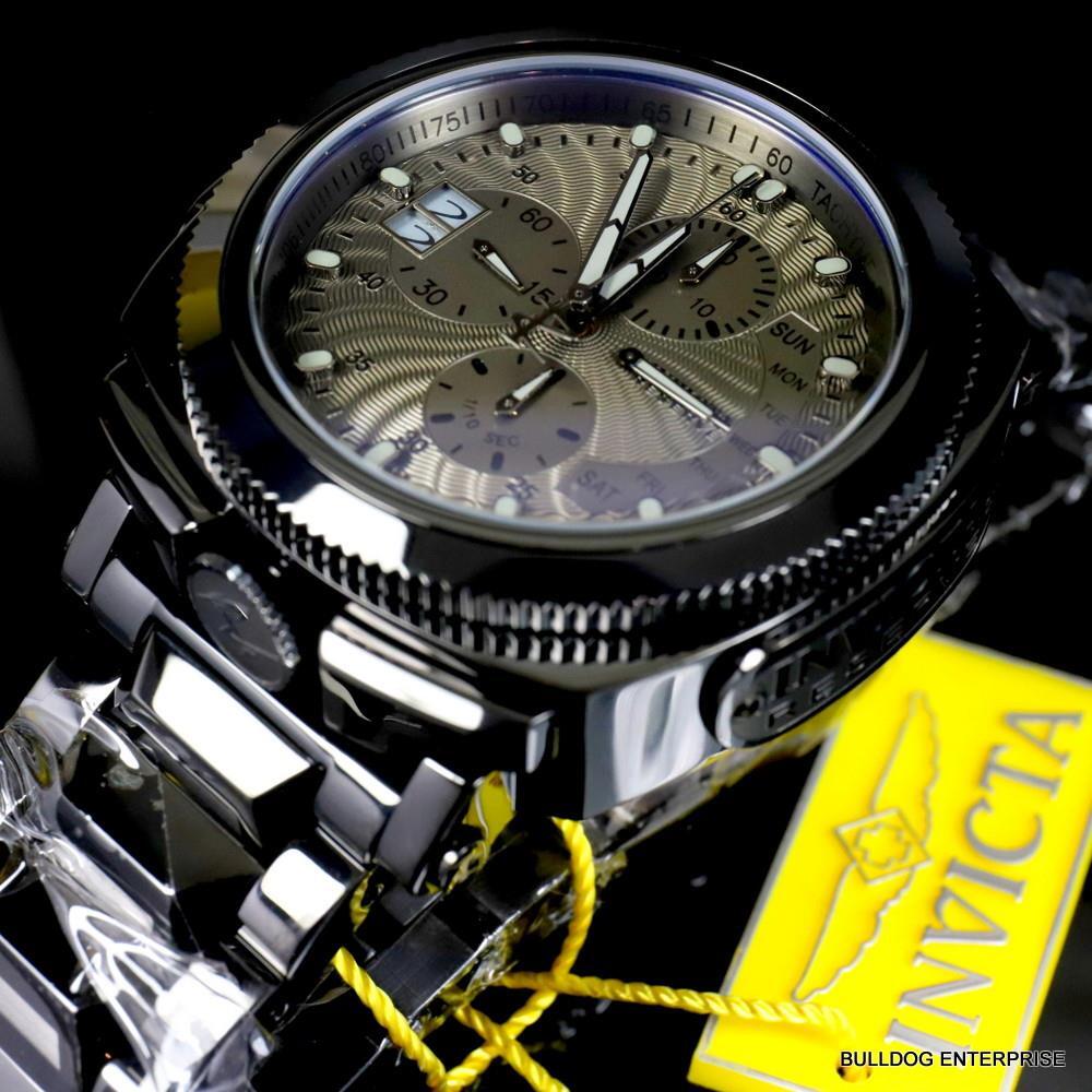 Invicta Reserve Russian Diver Excursion Black Combat Steel Swiss 52mm Watch New