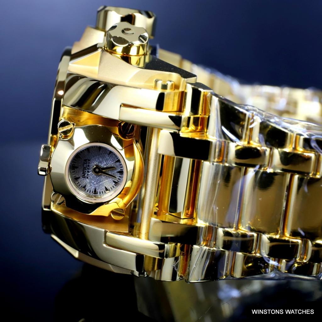 Invicta Reserve Magnum Meteorite Diamond Swiss Mvt Gold Plated 52mm Watch New