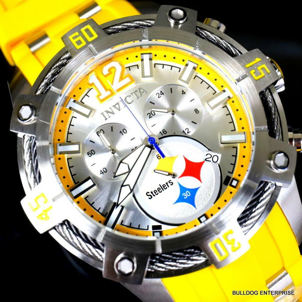 Invicta NFL Pittsburgh Steelers Bolt Pro Diver Scuba Chronograph Watch 52mm New