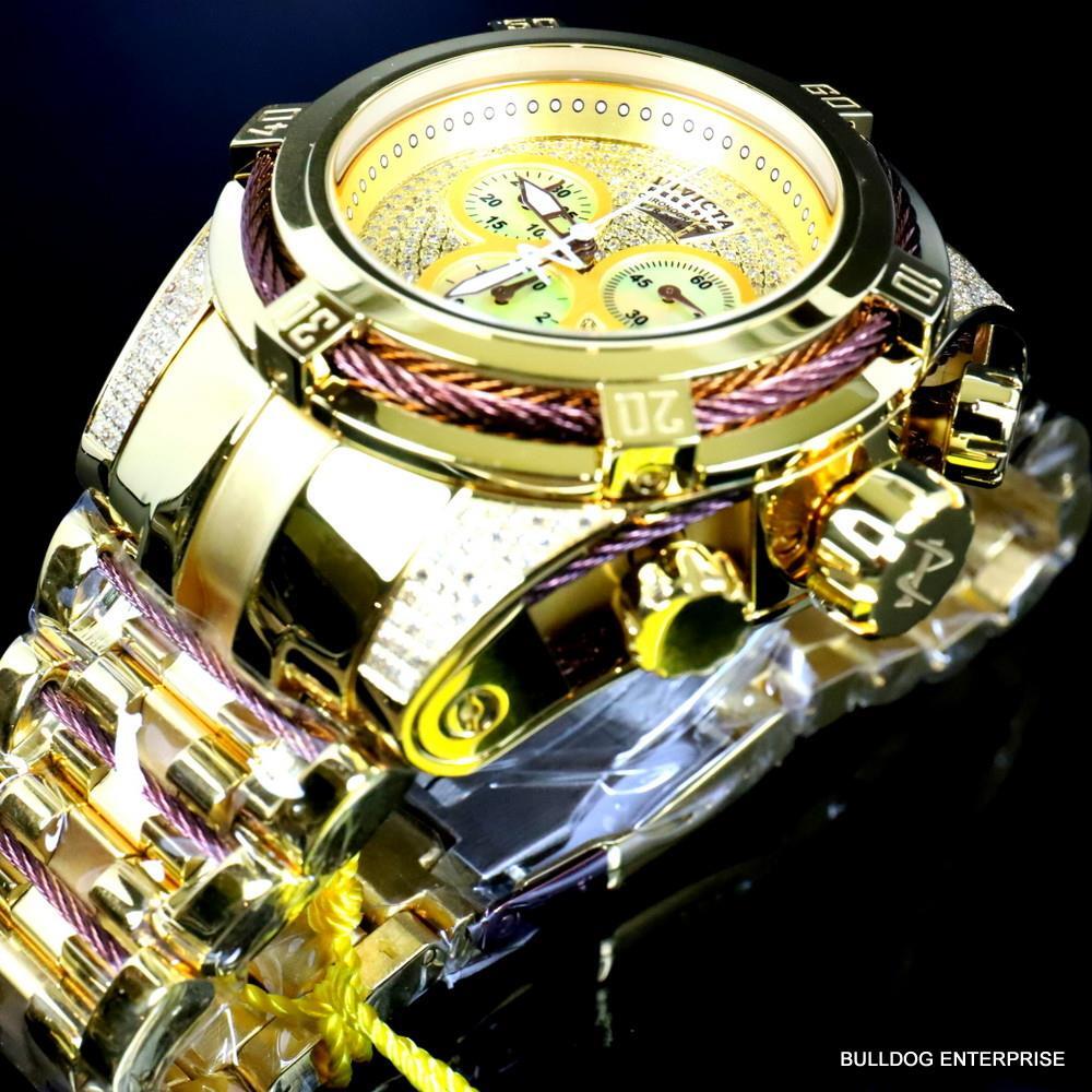 Invicta Reserve Bolt Zeus 1.31 CTW Diamond Gold Plated Steel Swiss Mvt Watch New