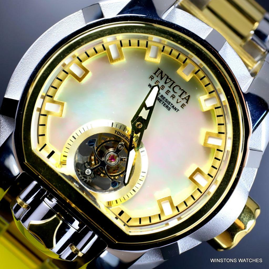 Invicta Reserve Magnum Bolt Zeus Tourbillon MOP 2 Tone Steel 52mm Watch New