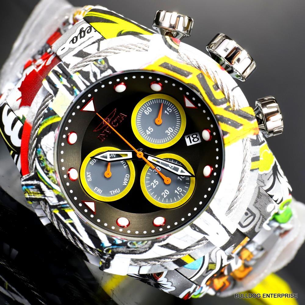 Invicta Bolt Zeus Graffiti Hydroplated Steel Black Chronograph 52mm Watch New