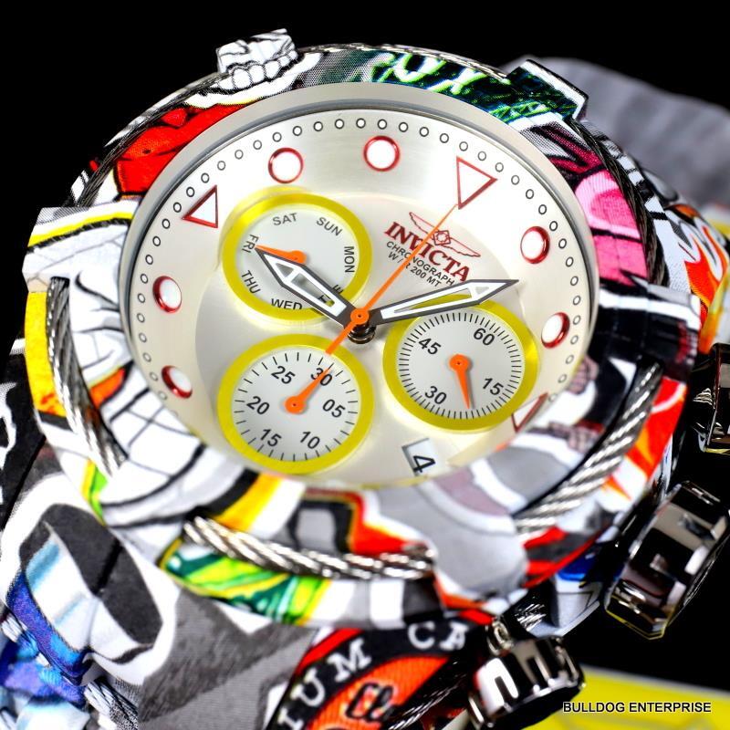 Invicta Bolt Zeus Hydroplated Bracelet Graffiti White Chronograph 52mm Watch New