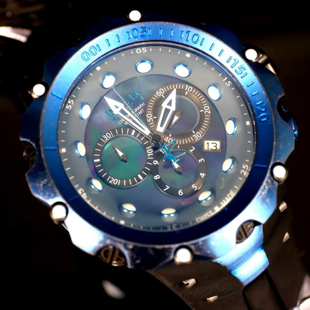 Invicta Reserve Venom Gen II Swiss Made Blue Distressed Black MOP 52mm Watch New