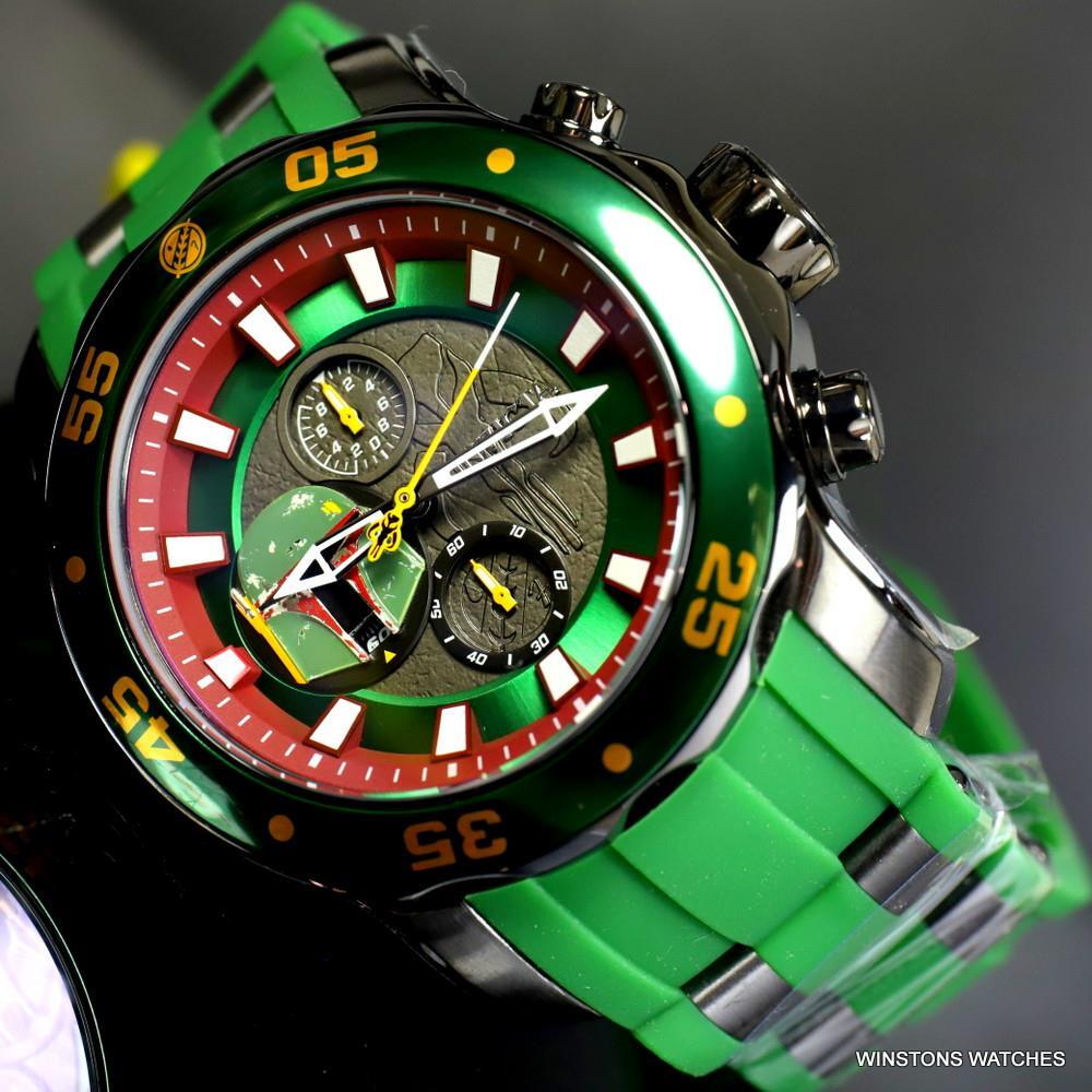 Invicta Star Wars Boba Fett Pro Diver Scuba Green 48mm Chronograph Watch New
