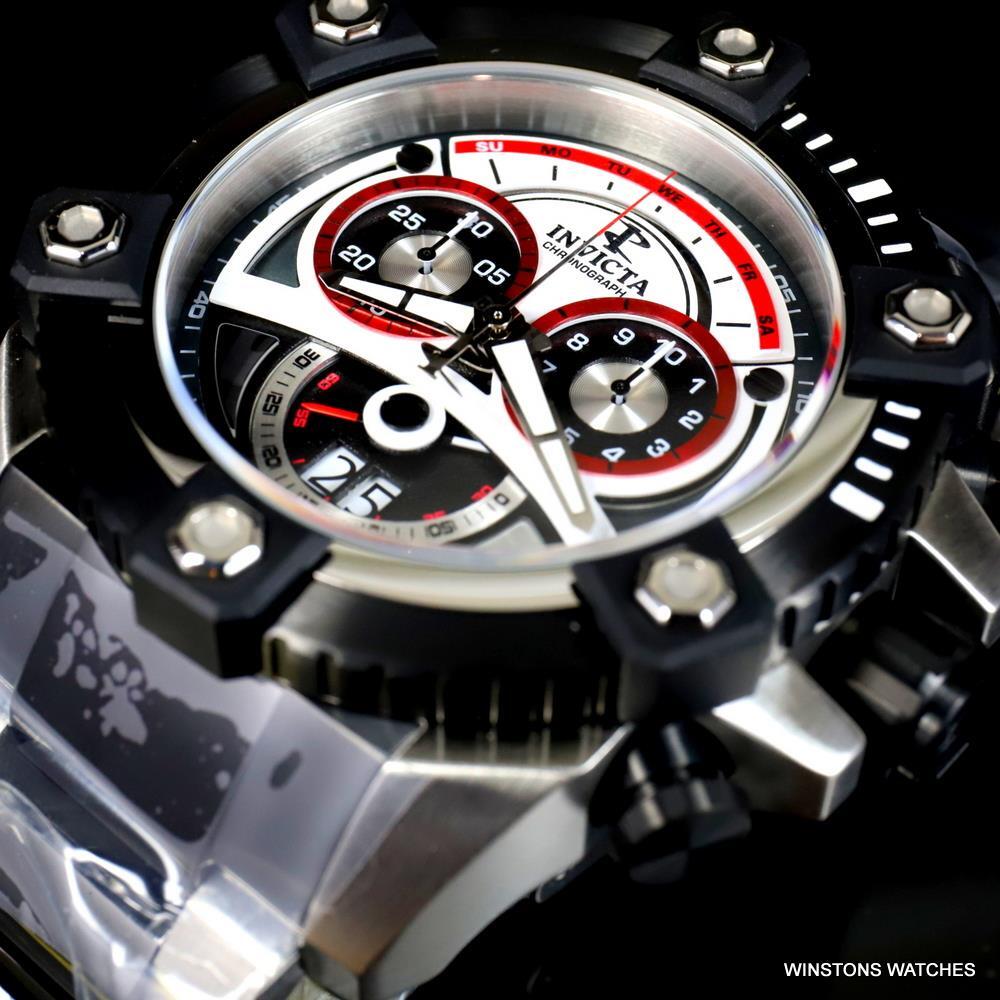 Invicta Reserve Grand Octane 63mm Steel Swiss Mvt Chronograph Black Watch New