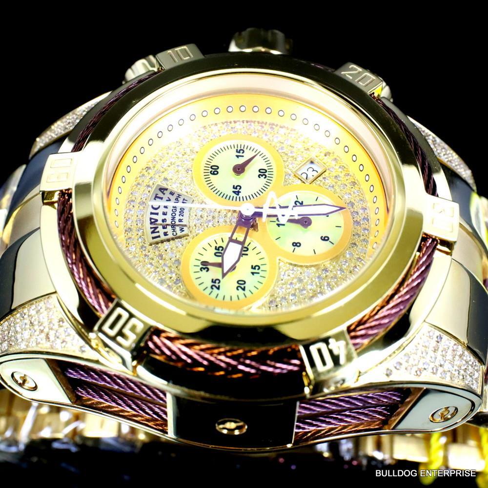 Invicta Reserve Bolt Zeus 1.31 CTW Diamond Gold Plated Steel Swiss Mvt Watch New