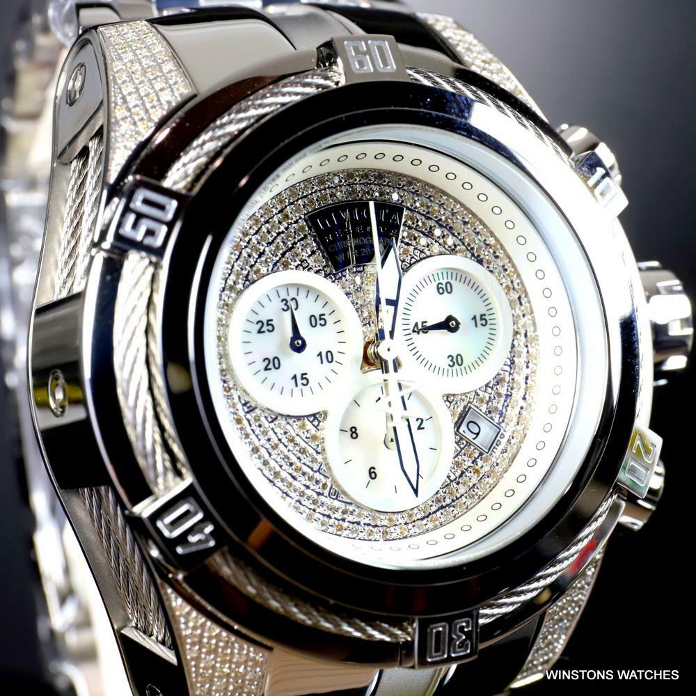 Invicta Reserve Bolt Zeus Diamond 50mm Polished Stainless Steel Swiss Watch New