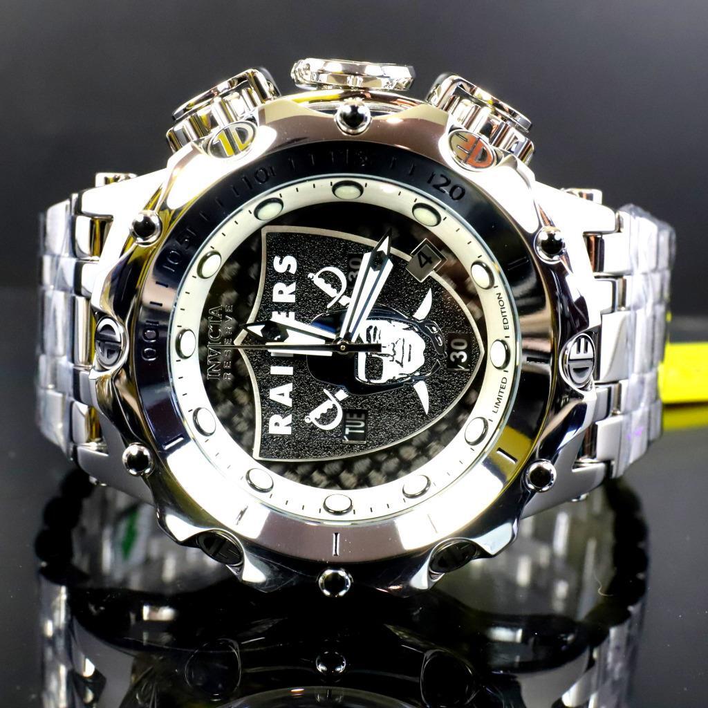 Invicta NFL Reserve Venom Hybrid Fusion Las Vegas Raiders Steel Swiss Watch New