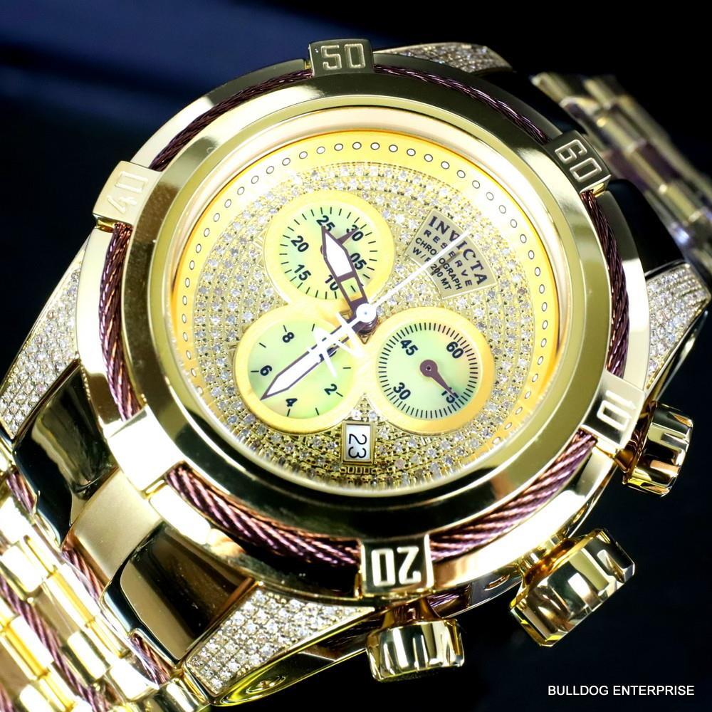 Invicta Reserve Bolt Zeus 1.31 CTW Diamond Gold Plated Steel Swiss Mvt Watch New