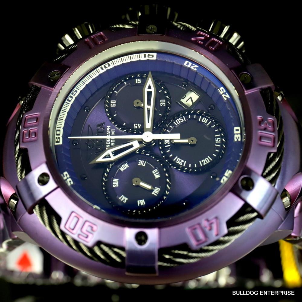 Invicta Thunderbolt Purple Stainless Steel 52mm Swiss Mvt Chronograph Watch New