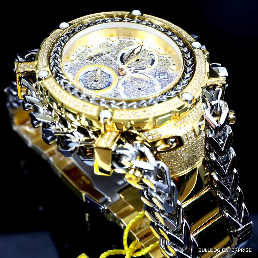 Invicta Reserve Gladiator 2.92CTW Diamond 2 Tone Gold Plate Swiss 61mm Watch New