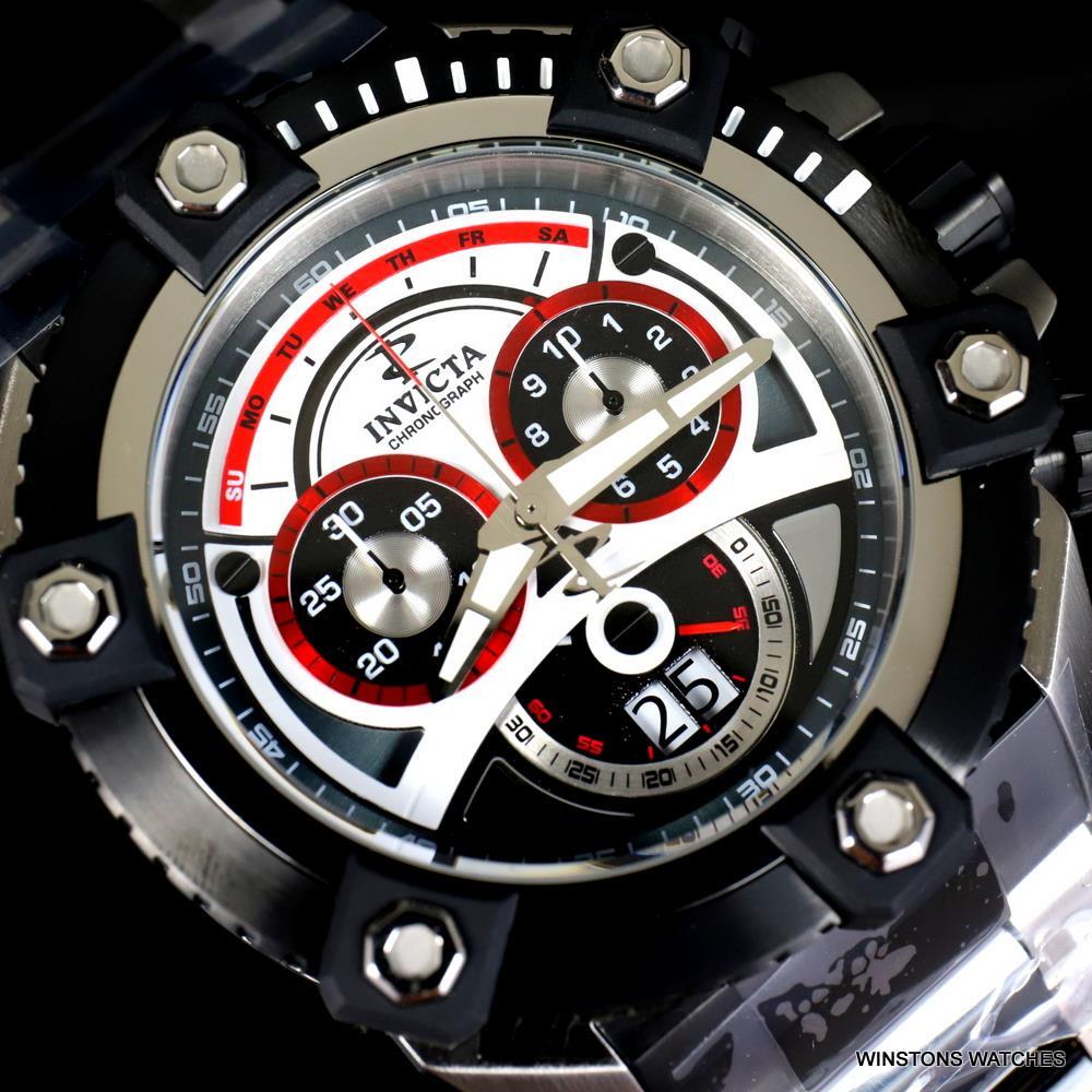 Invicta Reserve Grand Octane 63mm Steel Swiss Mvt Chronograph Black Watch New