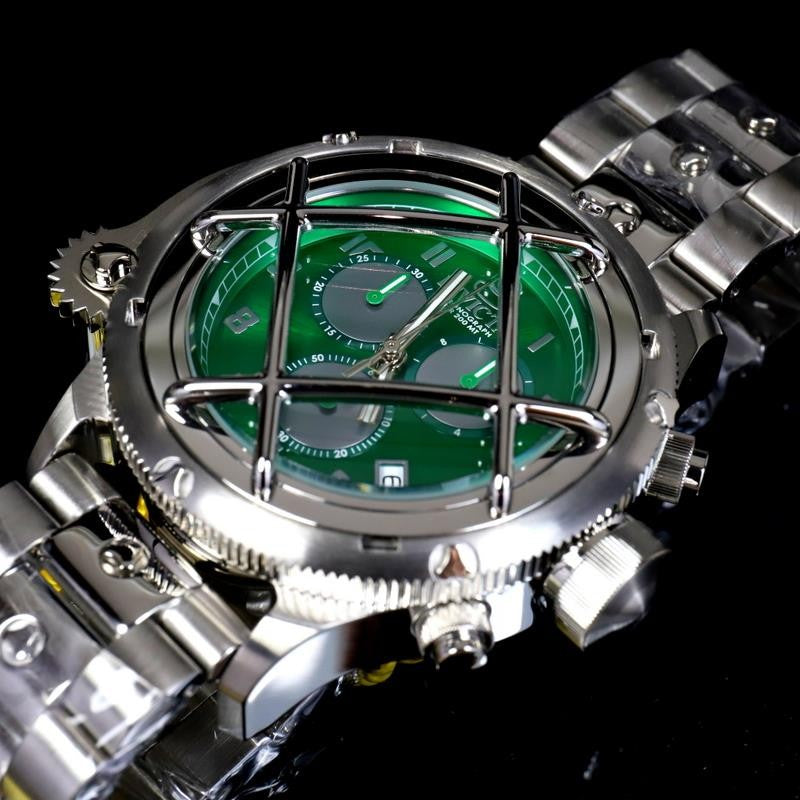 Invicta Russian Diver Nautilus Caged Swiss Mvt Steel Green 52mm Chrono Watch New