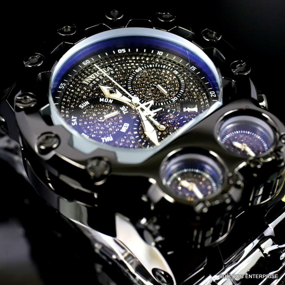 Invicta Bolt Magnum Tria 2.5 CTW Black Diamond Steel Swiss Chrono 52mm Watch New