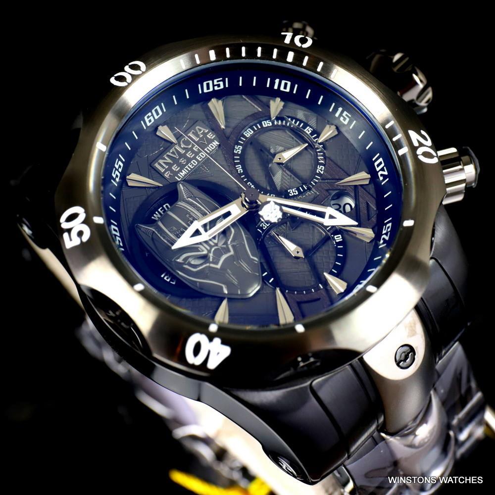 Invicta Marvel Black Panther Reserve Venom 52mm Steel Swiss Mvt Chrono Watch New