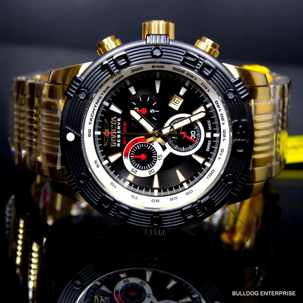 Invicta Reserve Ocean Speedway Gen II Swiss Gold Plated Steel Black Watch New
