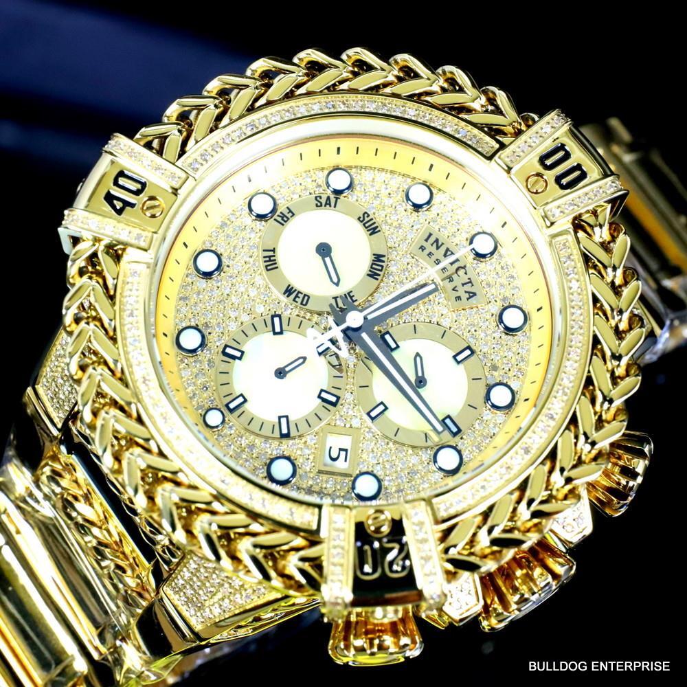 Invicta Reserve Bolt Hercules 2.26 CTW Diamond Gold Plated Steel Swiss Watch New