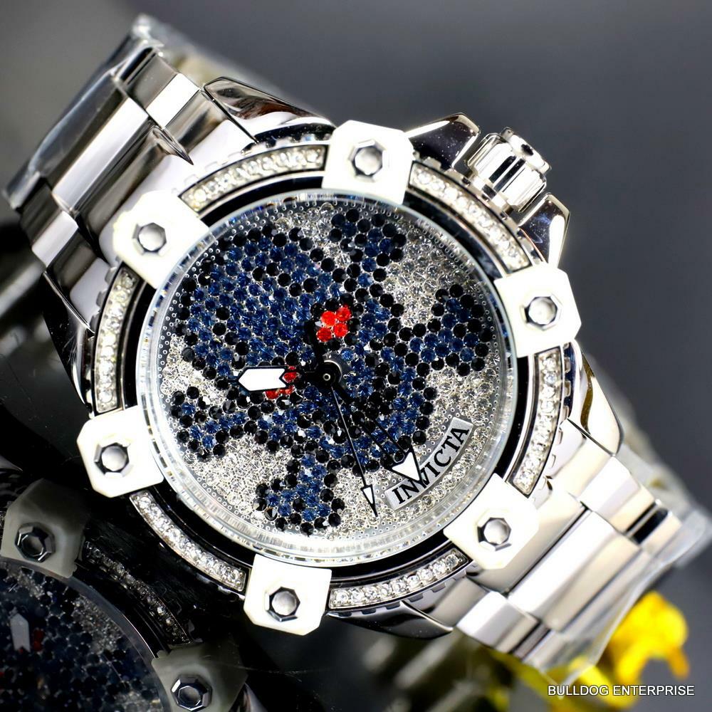 Womens Invicta Octane Skull Sparkling Crystal Stainless Steel 38mm Watch New