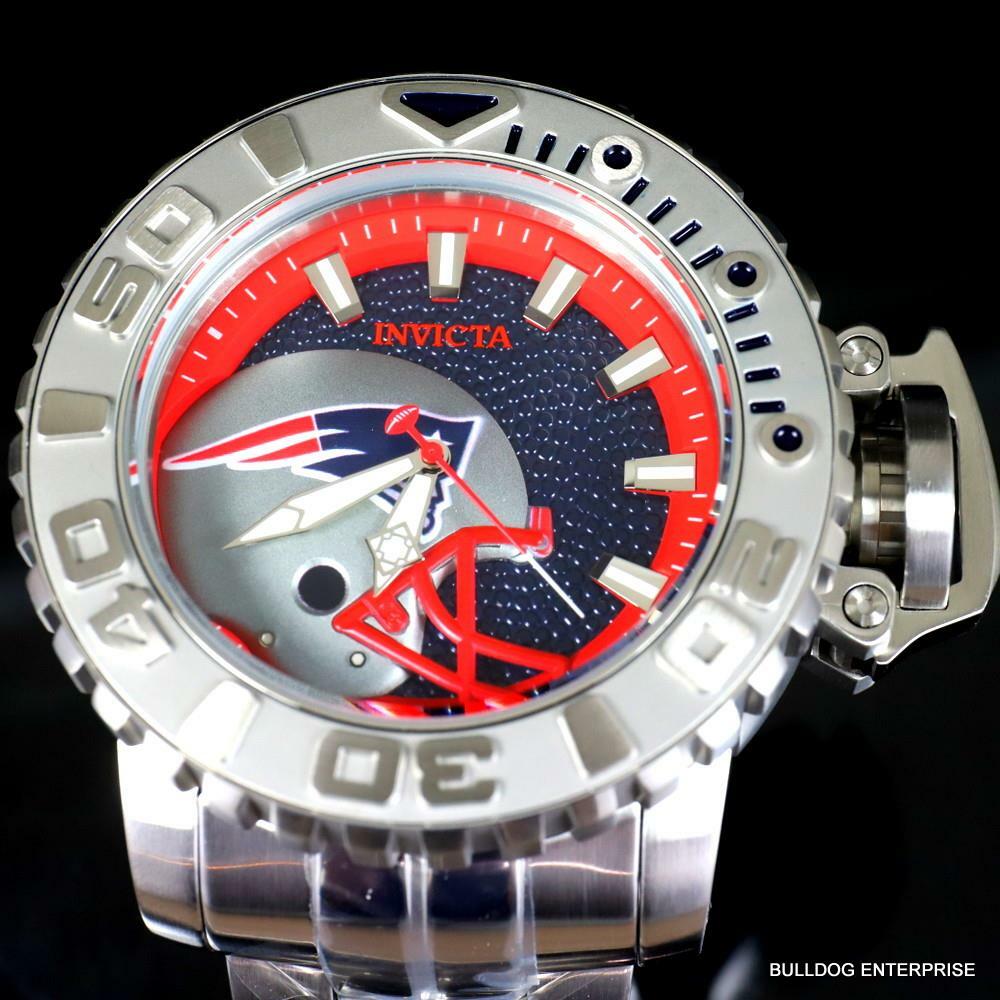 Invicta Sea Hunter Gen II NFL New England Patriots 70mm Steel Auto Watch New