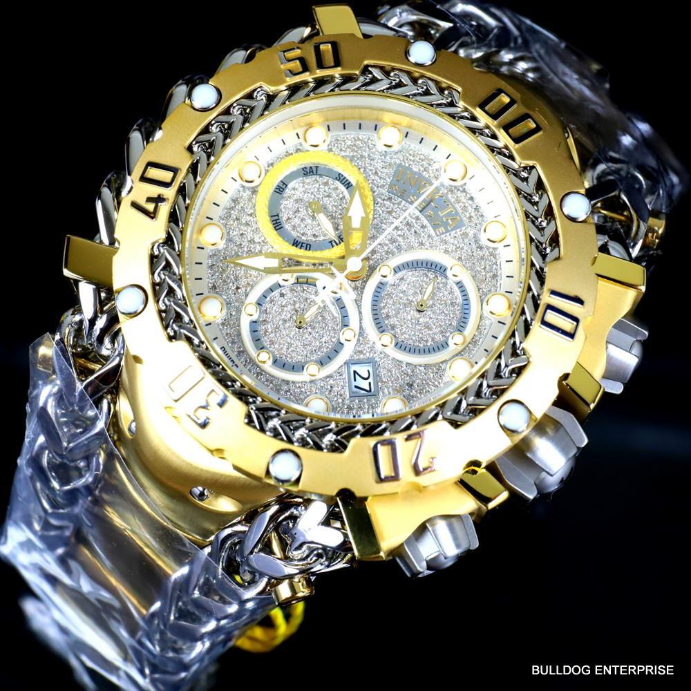Invicta Reserve Gladiator 1.17CTW Diamond Gold Plated Steel Swiss 61mm Watch New